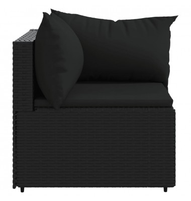  Kampinės sofos su pagalvėlėmis, 2vnt., juodos, poliratanas - Lauko sofos, lovos - 5