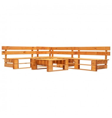  Sodo komplektas iš palečių, 4 dalių, medaus ruda, mediena - Lauko baldų komplektai - 1