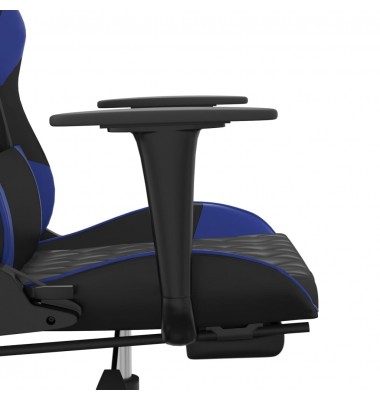  Masažinė žaidimų kėdė su pakoja, juoda ir mėlyna, dirbtinė oda - Žaidimų kėdės - 10