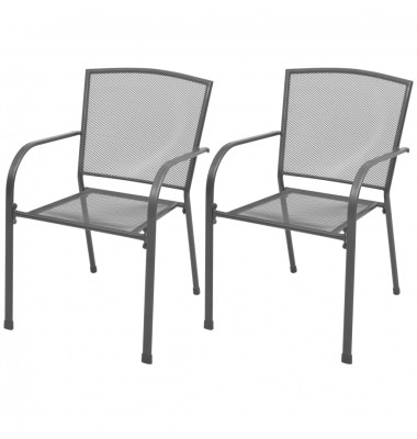  Sudedamos sodo kėdės, 2 vnt, plienas, pilkos - Lauko kėdės - 1