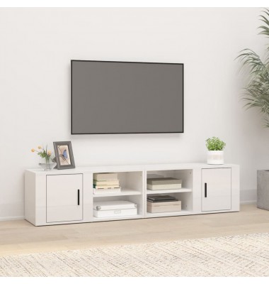  TV spintelės, 2vnt., baltos, 80x31,5x36cm, mediena, blizgios - TV spintelės - 1