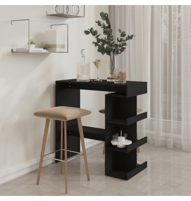  Baro stalas su lentyna, juodos spalvos, 100x50x101,5cm, MDP - Stalai - 3