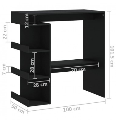  Baro stalas su lentyna, juodos spalvos, 100x50x101,5cm, MDP - Stalai - 7
