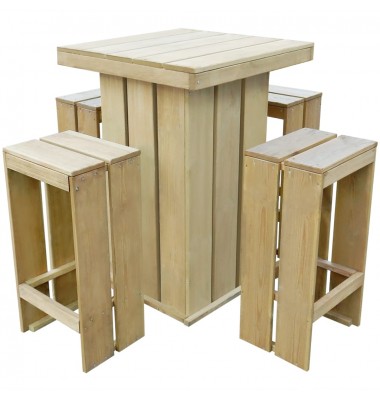  Lauko baldų komplektas, 5 dalių, impregnuota pušies mediena - Lauko baldų komplektai - 1