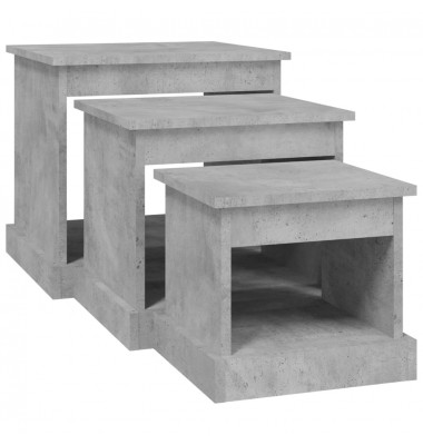  Sustumiami staliukai, 3vnt., betono pilki, apdirbta mediena - Kavos staliukai - 5