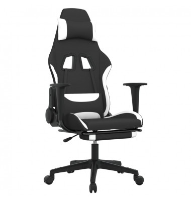  Žaidimų kėdė su pakoja, juodos ir baltos spalvos, audinys - Žaidimų kėdės - 2