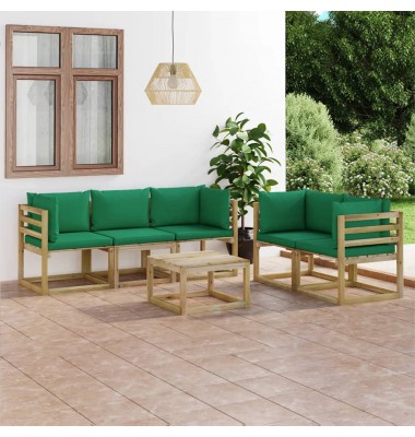  Sodo komplektas su žalios spalvos pagalvėlėmis, 6 dalių - Lauko baldų komplektai - 1