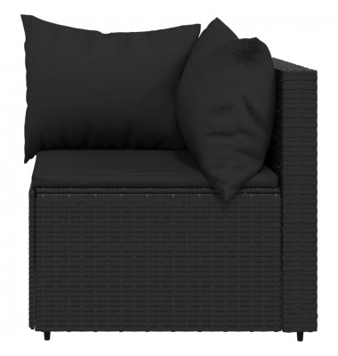  Kampinė sodo sofos dalis su pagalvėlėmis, juoda, poliratanas - Lauko sofos, lovos - 4