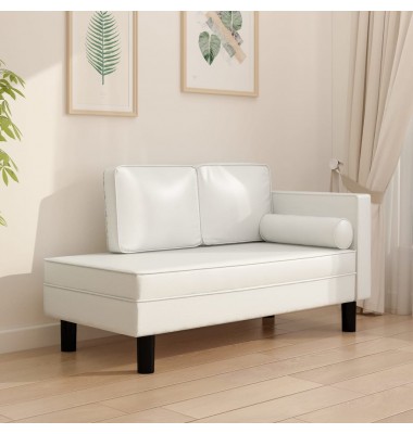  Poilsio sofa su pagalvėmis/ilga pagalve, kreminė, dirbtinė oda - Sofos, sofos-lovos - 1