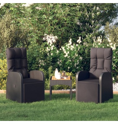  Sodo kėdės su pagalvėlėmis, 2vnt., juodos, poliratanas - Lauko kėdės - 1