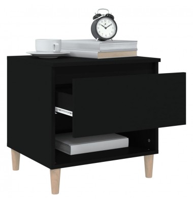  Naktinis staliukas, juodas, 50x46x50cm, apdirbta mediena - Naktinės spintelės - 4