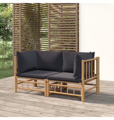 Kampinės sodo sofos dalys su pagalvėlėmis, 2vnt., bambukas - Lauko baldų komplektai - 1