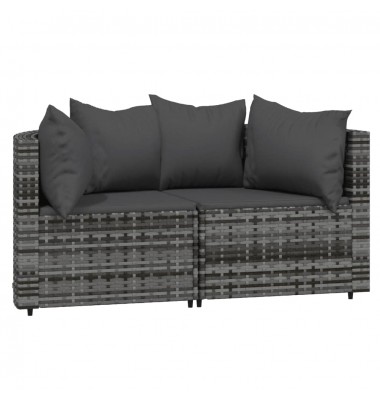  Kampinės sofos su pagalvėlėmis, 2vnt., pilkos, poliratanas - Lauko sofos, lovos - 2