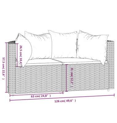  Kampinės sofos su pagalvėlėmis, 2vnt., pilkos, poliratanas - Lauko sofos, lovos - 9
