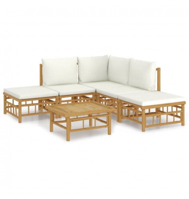  Sodo komplektas su kreminėmis pagalvėlėmis, 6 dalių, bambukas - Lauko baldų komplektai - 2