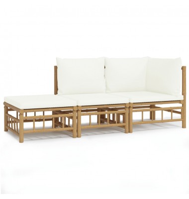  Sodo komplektas su kreminėmis pagalvėlėmis, 3 dalių, bambukas - Lauko baldų komplektai - 2