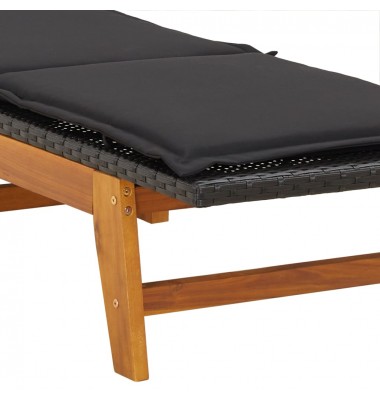  Saulės gultas su staliuku, poliratanas ir akacijos masyvas - Gultai, šezlongai - 10