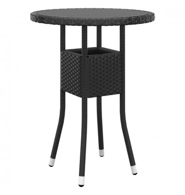  Sodo stalas, juodas, 60x75cm, grūdintas stiklas/poliratanas - Lauko stalai, staliukai - 1