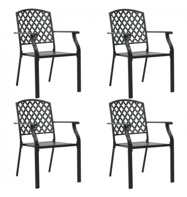  Lauko kėdės, 4vnt., juodos spalvos, plienas, tinklinio dizaino - Lauko kėdės - 1