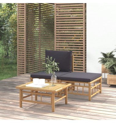  Sodo komplektas su pilkomis pagalvėlėmis, 3 dalių, bambukas - Moduliniai lauko baldai - 1