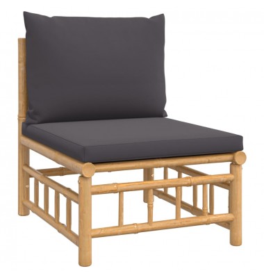  Sodo komplektas su pilkomis pagalvėlėmis, 3 dalių, bambukas - Moduliniai lauko baldai - 4