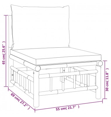  Sodo komplektas su pilkomis pagalvėlėmis, 3 dalių, bambukas - Moduliniai lauko baldai - 9