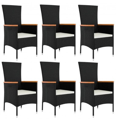  Sodo komplektas su pagalvėlėmis, 7 dalių, juodas, poliratanas - Lauko kėdės - 4