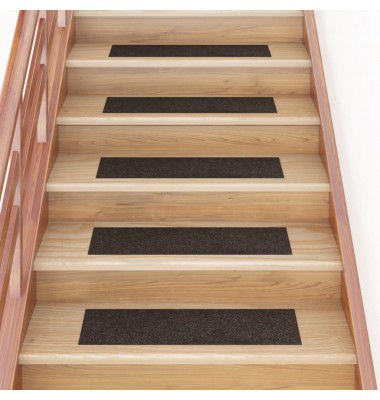  Lipnūs laiptų kilimėliai, 15vnt., tamsiai rudi, 76x20cm - Laiptų kilimėliai - 1