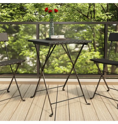  Sulankstomas bistro stalas, juodas, 55x54x71cm, poliratanas - Lauko stalai, staliukai - 1