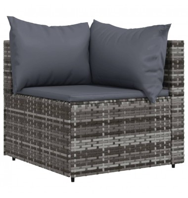  Sodo komplektas su pagalvėlėmis, 4 dalių, pilkas, poliratanas - Lauko sofos, lovos - 4