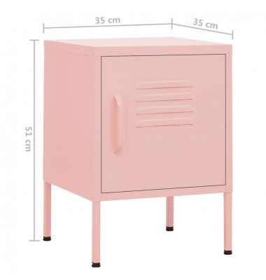  Naktiniai staliukai, 2vnt., rožiniai, 35x35x51cm, plienas - Naktinės spintelės - 9
