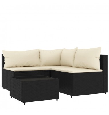  Sodo komplektas su pagalvėlėmis, 4 dalių, juodas, poliratanas - Lauko sofos, lovos - 2