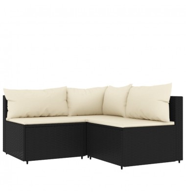  Sodo komplektas su pagalvėlėmis, 4 dalių, juodas, poliratanas - Lauko sofos, lovos - 3