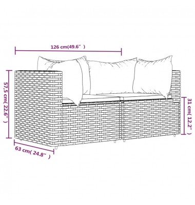  Kampinės sofos dalys su pagalvėlėmis, 2vnt., rudos, poliratanas - Lauko sofos, lovos - 9