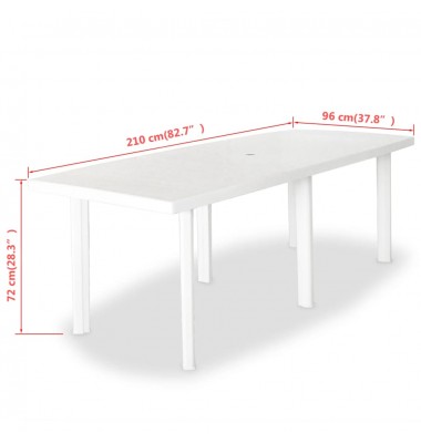  Sodo stalas, baltas, 210x96x72cm, plastikas - Lauko stalai, staliukai - 5