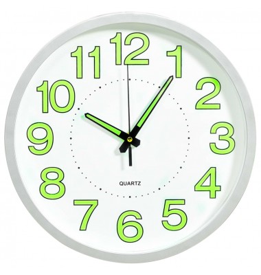  Šviečiantis sieninis laikrodis, baltos spalvos, 30cm - Laikrodžiai - 1