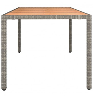  Stalas su mediniu stalviršiu, pilkas, poliratanas ir akacija - Lauko stalai, staliukai - 4