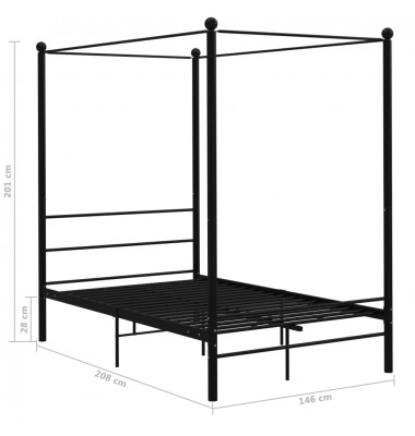 Lovos rėmas su baldakimu, juodos spalvos, 140x200cm, metalas  - Lovos - 6