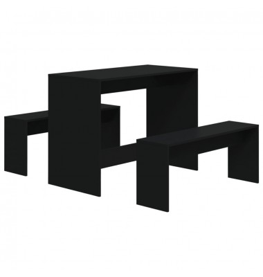  Valgomojo baldų komplektas, 3 dalių, juodos spalvos, MDP - Valgomojo, baro komplektai - 2