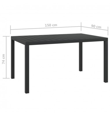  Sodo stalas, juodas, 150x90x74cm, aliuminis ir WPC - Lauko stalai, staliukai - 5