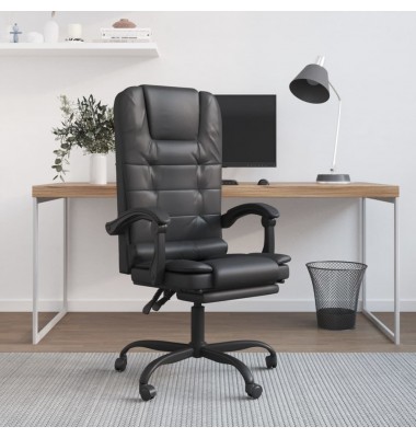  Atlošiama masažinė biuro kėdė, juodos spalvos, dirbtinė oda - Biuro kėdės - 1