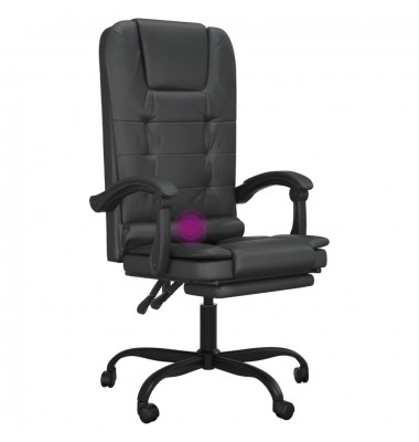  Atlošiama masažinė biuro kėdė, juodos spalvos, dirbtinė oda - Biuro kėdės - 9