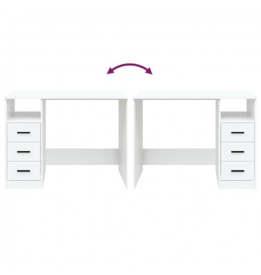  Rašomasis stalas su stalčiais, baltas, 102x50x76cm, mediena - Rašomieji stalai - 7