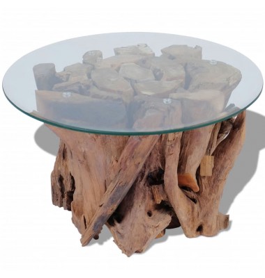  Kavos staliukas, tikmedžio medienos masyvas, 60 cm - Kavos staliukai - 3