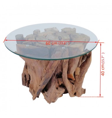  Kavos staliukas, tikmedžio medienos masyvas, 60 cm - Kavos staliukai - 8