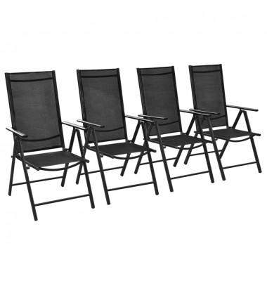  Sulankst. sodo kėdės, 4 vnt, aliuminis ir tekstilenas, juodos - Lauko kėdės - 1