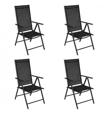  Sulankst. sodo kėdės, 4 vnt, aliuminis ir tekstilenas, juodos - Lauko kėdės - 2