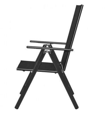  Sulankst. sodo kėdės, 4 vnt, aliuminis ir tekstilenas, juodos - Lauko kėdės - 4