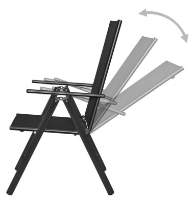  Sulankst. sodo kėdės, 4 vnt, aliuminis ir tekstilenas, juodos - Lauko kėdės - 5