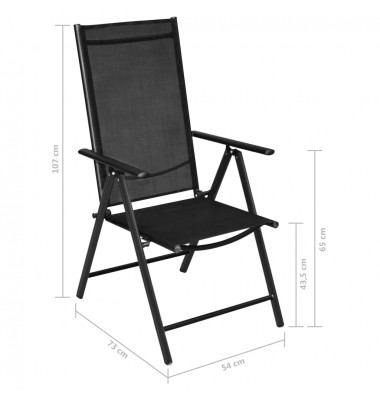  Sulankst. sodo kėdės, 4 vnt, aliuminis ir tekstilenas, juodos - Lauko kėdės - 8